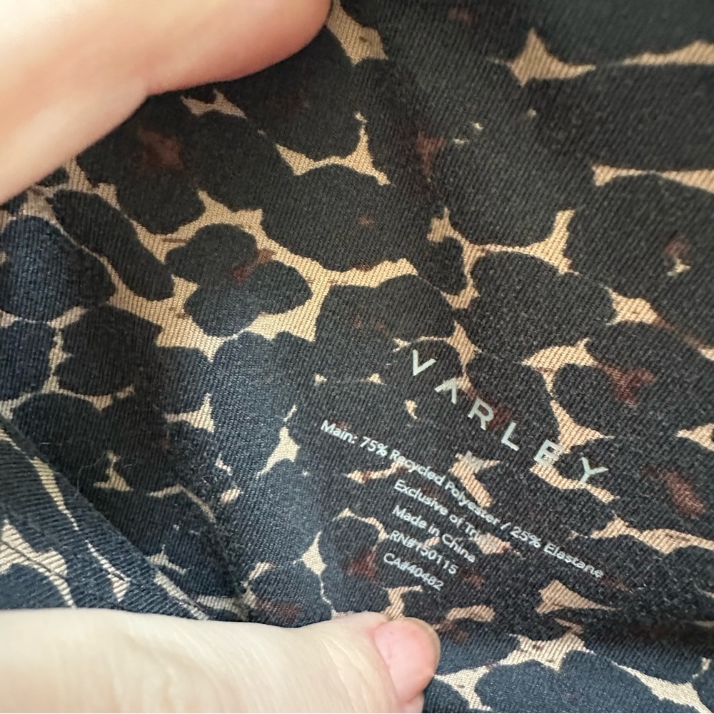 VARLEY Leopard Let's Move High Rise Leggings Black brown tan cheetah M - Picture 7 of 7